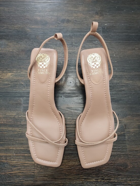 Vince Camuto Shoes - Vince Camuto Nude Beige Strappy Slingback Heels Size 9M